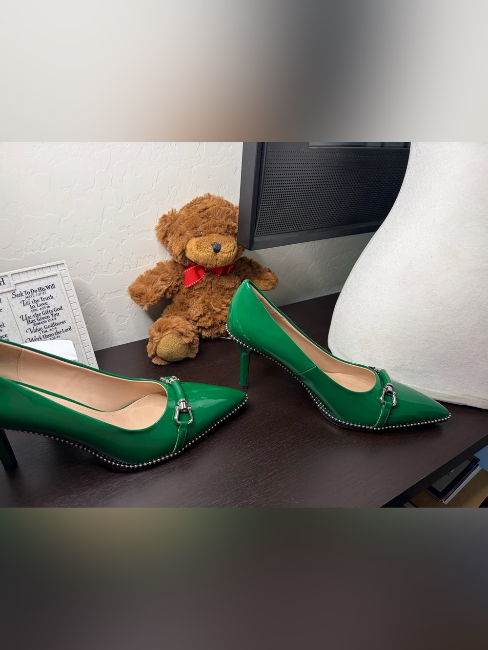 AUMOTED Green Patent Pointed Toe High Pumps – EU 41 US 10 - 10.5 - Picture 2 of 4